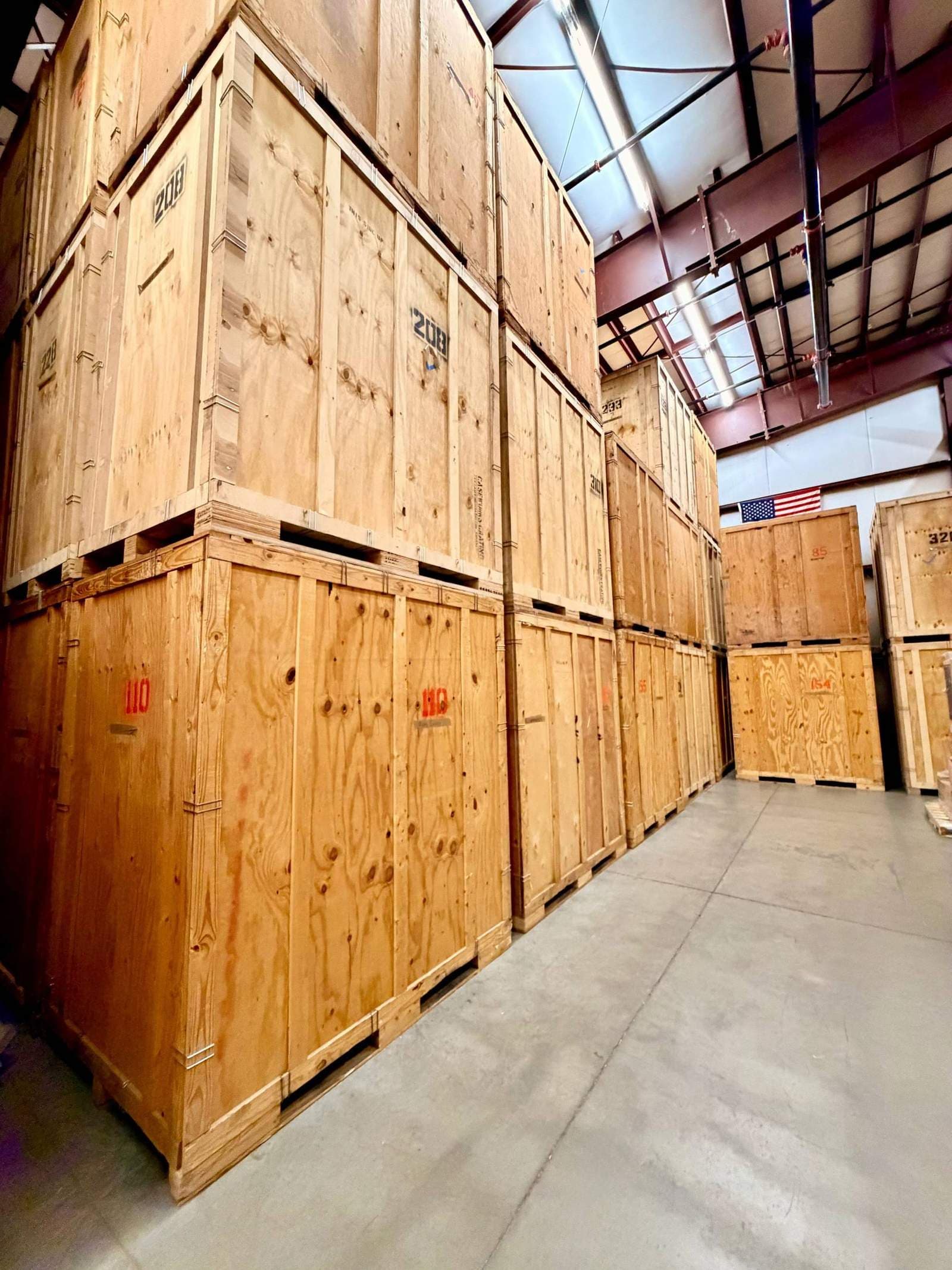 Inside Conroy Moving's climate-controlled storage warehouse with secure vaults