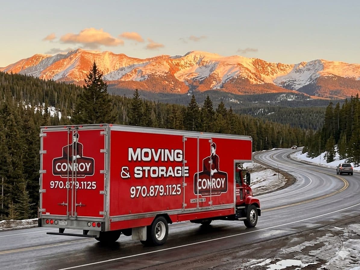 Conroy Moving truck on mountain highway